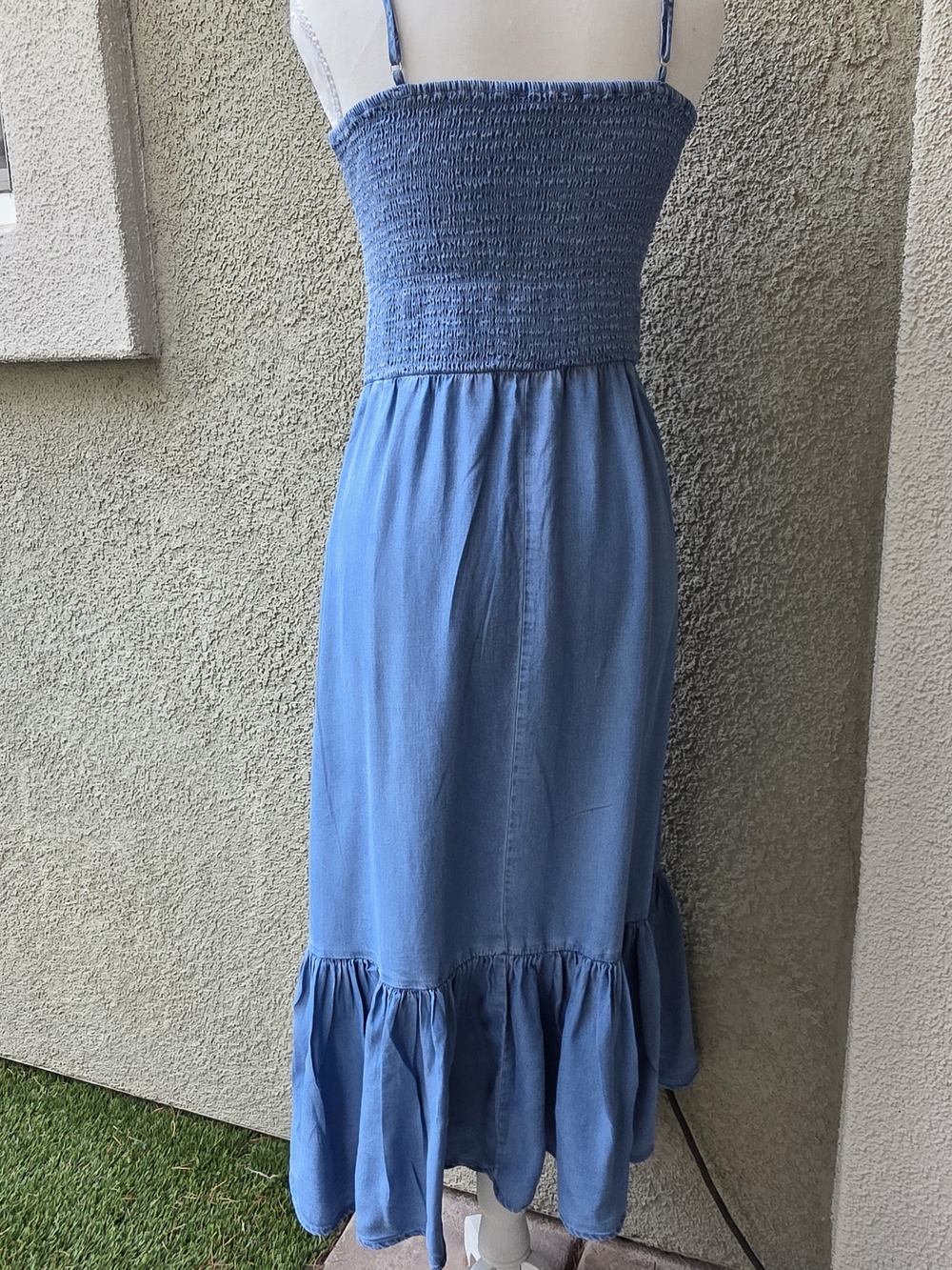 Love Tree Sky Blue Smocked Spaghetti-Strap Maxi Dress - Picture 4 of 6